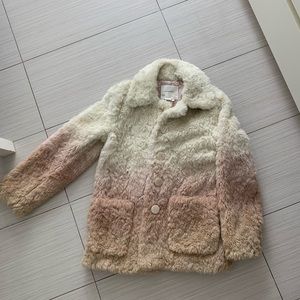 Anthropologie Faux Fur Ombré Jacket